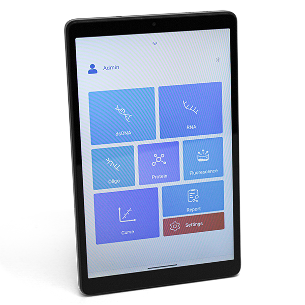 A tablet displaying the main menu of the Smart-Q(TM) app.