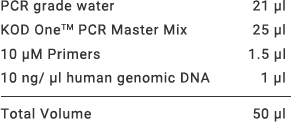 KOD One PCR Master Mix ? Example 1: Fast PCR