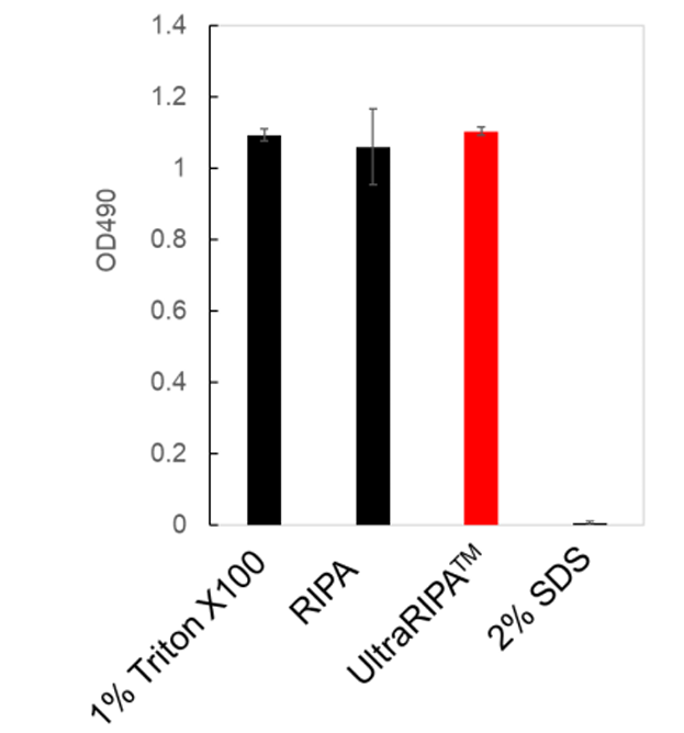 LDH activity in supernatant extracted with UltraRIPATM buffer.
