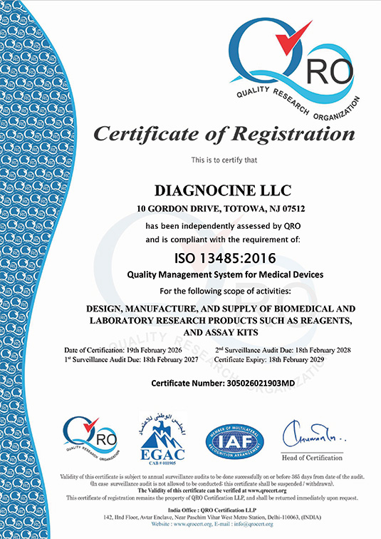 ISO 13485:2016 Certificate  DiagnoCine